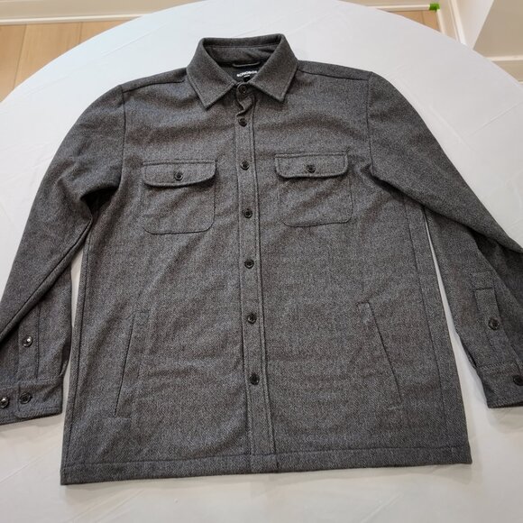 Bonobos | Grey Herringbone Sweater Overshirt | Size Large - Picture 2 of 10